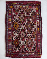 Vintage mini kilim rug in room decor setting, kilim, Turkish rug, vintage rug, portland, rug shop, bright colors, wild shaman, soft rug, bold color, Portland, Oregon, rug store, rug shop, local shop