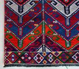 Vintage mini kilim rug in room decor setting, kilim, Turkish rug, vintage rug, portland, rug shop, bright colors, wild shaman, soft rug, bold color, Portland, Oregon, rug store, rug shop, local shop