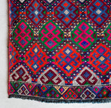 Vintage mini kilim rug in room decor setting, kilim, Turkish rug, vintage rug, portland, rug shop, bright colors, wild shaman, soft rug, bold color, Portland, Oregon, rug store, rug shop, local shop