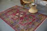 Vintage Konya Seccade Rug 4.7ftx7ft
