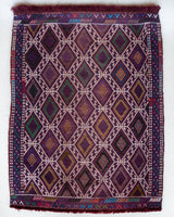 Vintage mini kilim rug in room decor setting, kilim, Turkish rug, vintage rug, portland, rug shop, bright colors, wild shaman, soft rug, bold color, Portland, Oregon, rug store, rug shop, local shop