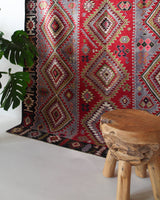 Turkish rug, vintage rug, flat weave, kilim rug, large area rug, square rug, Wild Shaman, Portland, Oregon, rug store, rug shop, local shop, bright colors, area rug, orange rug, bold color