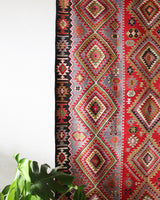 Turkish rug, vintage rug, flat weave, kilim rug, large area rug, square rug, Wild Shaman, Portland, Oregon, rug store, rug shop, local shop, bright colors, area rug, orange rug, bold color