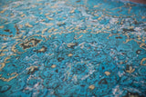 Vintage Overdyed Isparta Rug in coral blue 6.5ftx9.6ft