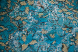 Vintage Overdyed Isparta Rug in coral blue 6.5ftx9.6ft