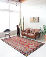 Turkish rug, vintage rug, flat weave, kilim rug, large area rug, square rug, Wild Shaman, Portland, Oregon, rug store, rug shop, local shop, bright colors, area rug, orange rug, bold color