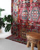 Turkish rug, vintage rug, flat weave, kilim rug, large area rug, square rug, Wild Shaman, Portland, Oregon, rug store, rug shop, local shop, bright colors, area rug, orange rug, bold color