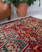 Turkish rug, vintage rug, flat weave, kilim rug, large area rug, square rug, Wild Shaman, Portland, Oregon, rug store, rug shop, local shop, bright colors, area rug, orange rug, bold color