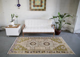 Vintage Turkish Faded Anatolian Rug 3.10ftx7.2ft