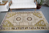 Vintage Turkish Faded Anatolian Rug 3.10ftx7.2ft