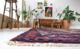 Vintage Turkish rug in a living room setting, pile rug, Turkish rug, vintage rug, portland, rug shop, bright colors, wild shaman, soft rug, bold color, Portland, Oregon, rug store, rug shop, local shop, antique rug