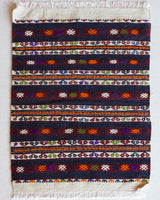 Vintage mini kilim rug in room decor setting, kilim, Turkish rug, vintage rug, portland, rug shop, bright colors, wild shaman, soft rug, bold color, Portland, Oregon, rug store, rug shop, local shop