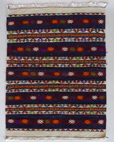 Vintage mini kilim rug in room decor setting, kilim, Turkish rug, vintage rug, portland, rug shop, bright colors, wild shaman, soft rug, bold color, Portland, Oregon, rug store, rug shop, local shop