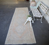 Vintage Turkish Faded Anatolian Runner Rug 3ftx9.5ft