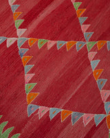 Vintage kilim rug in living room setting, bright colors, wild shaman, soft rug, bold color, Portland, Oregon, rug store, rug shop, local shop, vintage rug, modern kilim, warm colors