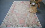 Vintage Turkish Faded Anatolian Rug 4.5ftx8ft