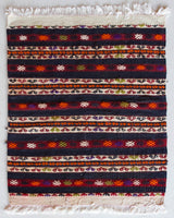 Vintage mini kilim rug in room decor setting, kilim, Turkish rug, vintage rug, portland, rug shop, bright colors, wild shaman, soft rug, bold color, Portland, Oregon, rug store, rug shop, local shop