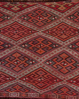 Vintage mini kilim rug in room decor setting, kilim, Turkish rug, vintage rug, portland, rug shop, bright colors, wild shaman, soft rug, bold color, Portland, Oregon, rug store, rug shop, local shop