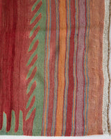 Vintage kilim rug in room decor setting, old rug, antique rug, pastel colors, faded colors, Turkish rug, vintage rug, soft rug, Portland, Oregon, rug store, rug shop, local shop, bold colors, bright colors, faded colors