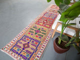 Vintage Kurdish Herki Runner 2.10ftx12.5ft