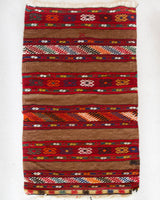 Vintage mini kilim rug in room decor setting, kilim, Turkish rug, vintage rug, portland, rug shop, bright colors, wild shaman, soft rug, bold color, Portland, Oregon, rug store, rug shop, local shop