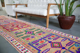 Vintage Kurdish Herki Runner 2.10ftx12.5ft