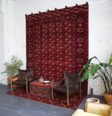 old rug, antique rug, Turkish rug, Portland, Oregon, rug store, rug shop, local shop, bright colors, wild shaman, large rug, area rug, red rug, bold color, baluch rug, burgundy, dark red