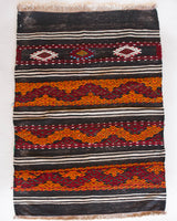 Vintage mini kilim rug in room decor setting, kilim, Turkish rug, vintage rug, portland, rug shop, bright colors, wild shaman, soft rug, bold color, Portland, Oregon, rug store, rug shop, local shop