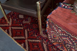 old rug, antique rug, Turkish rug, Portland, Oregon, rug store, rug shop, local shop, bright colors, wild shaman, large rug, area rug, red rug, bold color, baluch rug, burgundy, dark red