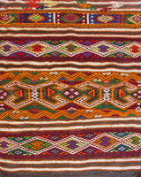 Vintage mini kilim rug in room decor setting, kilim, Turkish rug, vintage rug, portland, rug shop, bright colors, wild shaman, soft rug, bold color, Portland, Oregon, rug store, rug shop, local shop