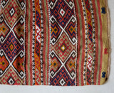 Vintage mini kilim rug in room decor setting, kilim, Turkish rug, vintage rug, portland, rug shop, bright colors, wild shaman, soft rug, bold color, Portland, Oregon, rug store, rug shop, local shop