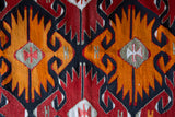 Vintage mini kilim rug in room decor setting, kilim, Turkish rug, vintage rug, portland, rug shop, bright colors, wild shaman, soft rug, bold color, Portland, Oregon, rug store, rug shop, local shop