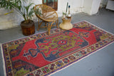 Vintage Turkish Faded Anatolian Rug 4.4ftx9.3ft
