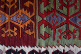 Vintage mini kilim rug in room decor setting, kilim, Turkish rug, vintage rug, portland, rug shop, bright colors, wild shaman, soft rug, bold color, Portland, Oregon, rug store, rug shop, local shop