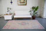 Vintage Turkish Faded Anatolian Rug 4.3ftx8.1ft
