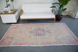 Vintage Turkish Faded Anatolian Rug 4.3ftx8.1ft