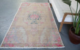 Vintage Turkish Faded Anatolian Rug 4.3ftx8.1ft
