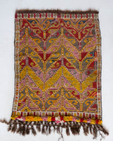 Vintage mini kilim rug in room decor setting, kilim, Turkish rug, vintage rug, portland, rug shop, bright colors, wild shaman, soft rug, bold color, Portland, Oregon, rug store, rug shop, local shop