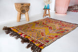 Vintage mini kilim rug in room decor setting, kilim, Turkish rug, vintage rug, portland, rug shop, bright colors, wild shaman, soft rug, bold color, Portland, Oregon, rug store, rug shop, local shop