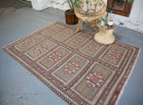 Old Bergama Kozak Cicim Kilim 5.4ftx7.7ft
