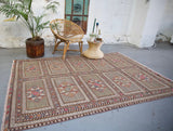 Old Bergama Kozak Cicim Kilim 5.4ftx7.7ft