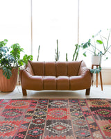 Vintage kilim rug in living room setting, bright colors, wild shaman, soft rug, bold color, Portland, Oregon, rug store, rug shop, local shop, vintage rug, modern kilim, warm colors