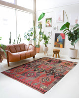 Vintage kilim rug in living room setting, bright colors, wild shaman, soft rug, bold color, Portland, Oregon, rug store, rug shop, local shop, vintage rug, modern kilim, warm colors