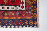 Vintage mini kilim rug in room decor setting, kilim, Turkish rug, vintage rug, portland, rug shop, bright colors, wild shaman, soft rug, bold color, Portland, Oregon, rug store, rug shop, local shop