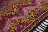 Vintage mini kilim rug in room decor setting, kilim, Turkish rug, vintage rug, portland, rug shop, bright colors, wild shaman, soft rug, bold color, Portland, Oregon, rug store, rug shop, local shop