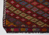 Vintage mini kilim rug in room decor setting, kilim, Turkish rug, vintage rug, portland, rug shop, bright colors, wild shaman, soft rug, bold color, Portland, Oregon, rug store, rug shop, local shop