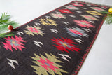 Vintage Turkish runner rug in a living room setting, pile rug, Turkish rug, vintage rug, portland, rug shop, bright colors, wild shaman, soft rug, bold color, Portland, Oregon, rug store, rug shop, local shop, antique rug