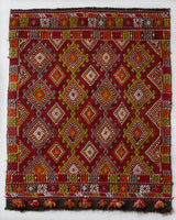 Vintage mini kilim rug in room decor setting, kilim, Turkish rug, vintage rug, portland, rug shop, bright colors, wild shaman, soft rug, bold color, Portland, Oregon, rug store, rug shop, local shop