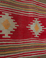 Vintage kilim rug in room decor setting, old rug, antique rug, pastel colors, faded colors, Turkish rug, vintage rug, soft rug, Portland, Oregon, rug store, rug shop, local shop, bold colors, bright colors, faded colors