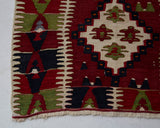 Vintage mini kilim rug in room decor setting, kilim, Turkish rug, vintage rug, portland, rug shop, bright colors, wild shaman, soft rug, bold color, Portland, Oregon, rug store, rug shop, local shop